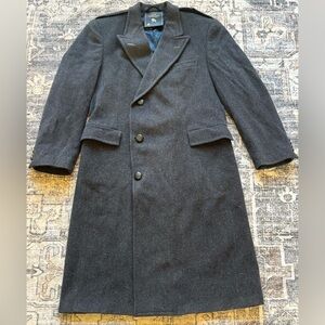 Vintage Hart Schaffner Marx Charcoal Wool Trench Pea Coat 24” Pit to Pit
